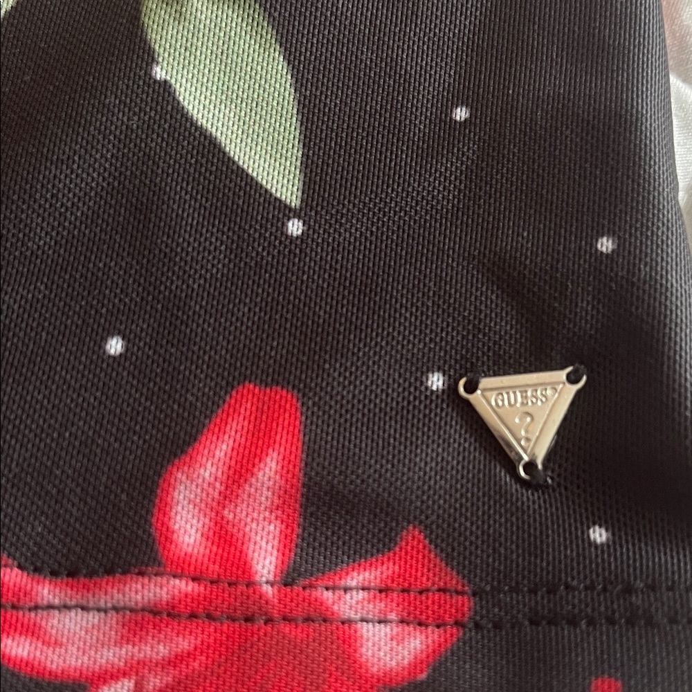 Guess Black and Red Floral Off-Shoulder Blouse - Picture 6 of 7